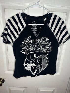 Disney The Nightmare Before Christmas Black & White Crop Top